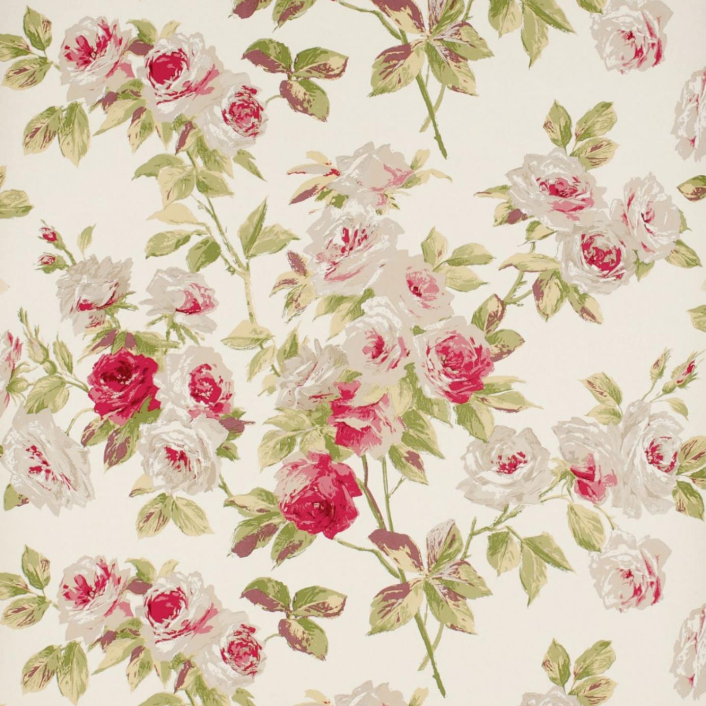 Sanderson Vintage Wallpapers Eglantine Wallpaper - Rose/Moss - DVIWEG104