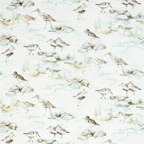 Sanderson Embleton Bay Prints & Embroideries Fabrics Estuary Birds Fabric - Mist/Ivory - DEBB226426 - Image 1