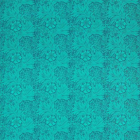 William Morris & Co Queens Square Fabrics Marigold Fabric - Navy / Turquoise - DBPF226846 - Image 1