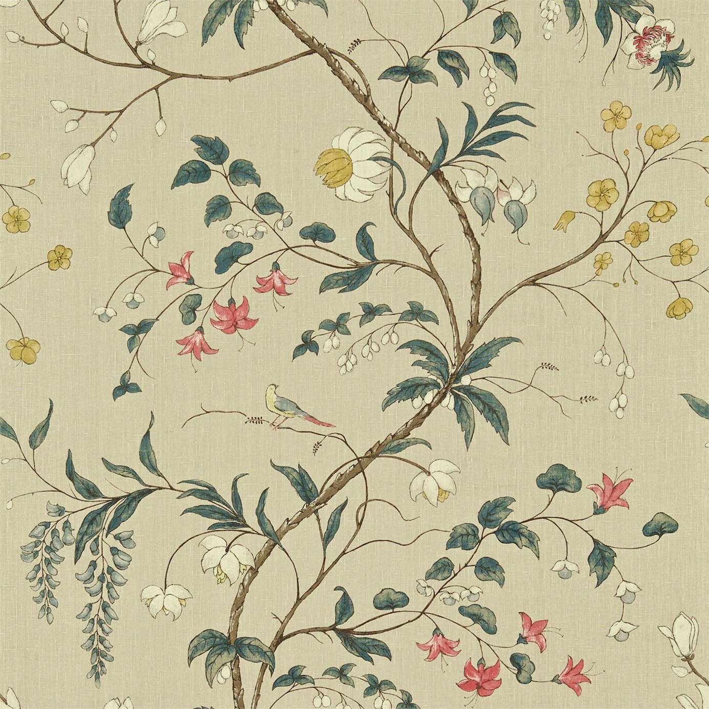 Chambalon Fabric Linen/Teal (PR01003) Zoffany Archive Prints Collection