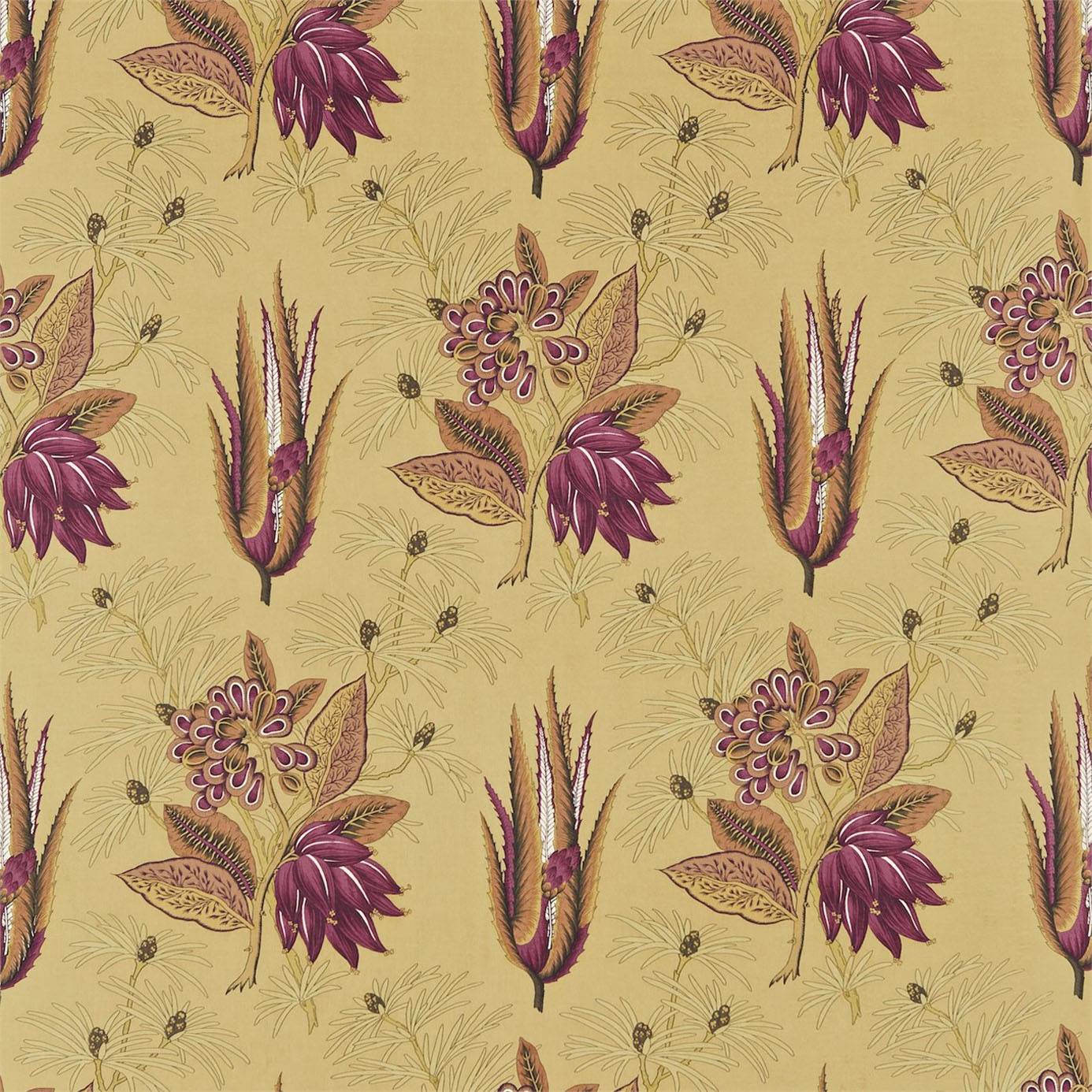 Desert Flower Fabric - Chocolate/Aubergine (PR06003) - Zoffany Archive ...