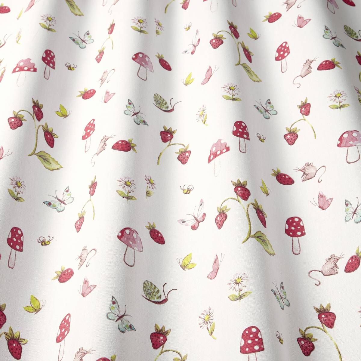 Toadstools Fabric - Pink (TOADSTOOLS) - iLiv Fairytale Fabrics Collection