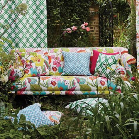 Clarke & Clarke Oriental Garden Fabrics Lotus Fabric - Chartreuse/Charcoal - F1289/02 - Image 4