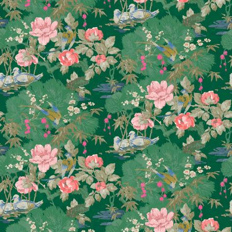 Linwood Fabrics Omega Prints Velvet On the River Fabric - Emerald - LF2096FR/002