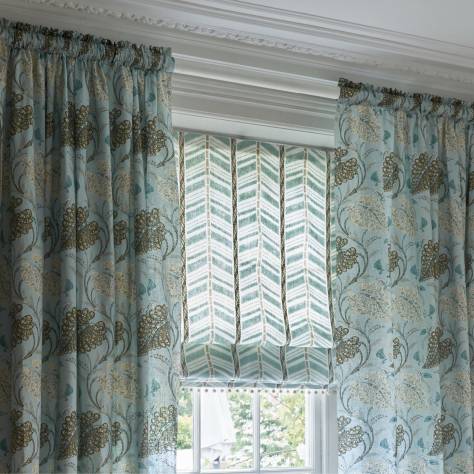 Nina Campbell Woodbridge Fabrics Felbrigg Fabric - Aqua/Ochre/Chocolate - NCF4503-02 - Image 3