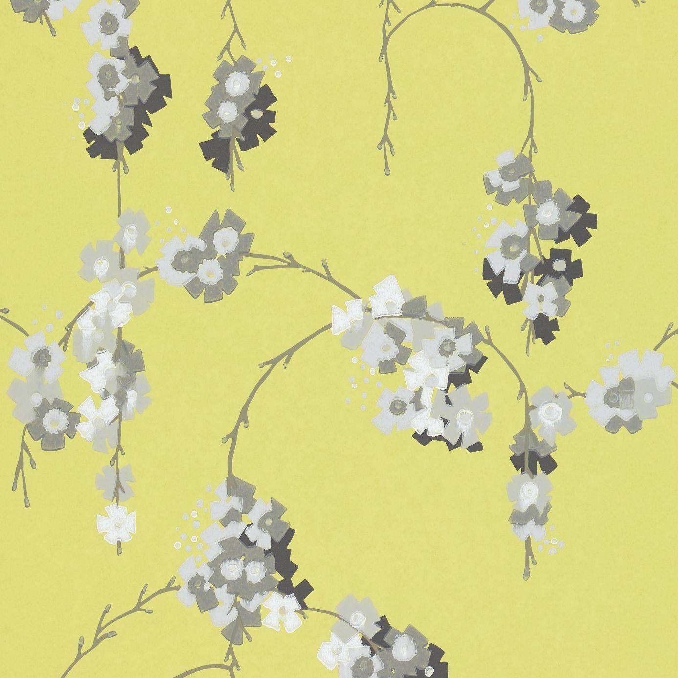 Giselle Wallpaper - Chartreuse/Grey/White (110134) - Harlequin Delphine