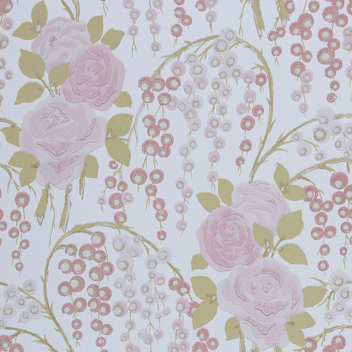 iola rose wallpaper - dusty pink/soft lime/neutral (75024